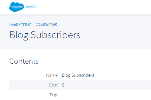 Pardot Blog Subscriber Campaign