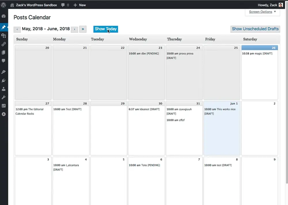 Editorial calendar for mapping blog content