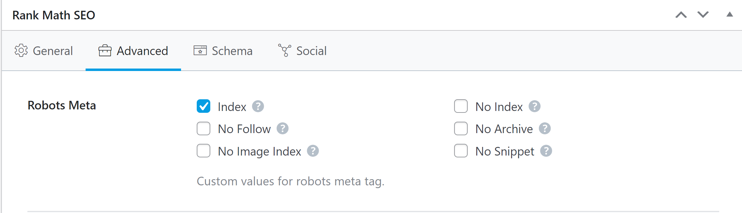 Indexing page via source code WordPress