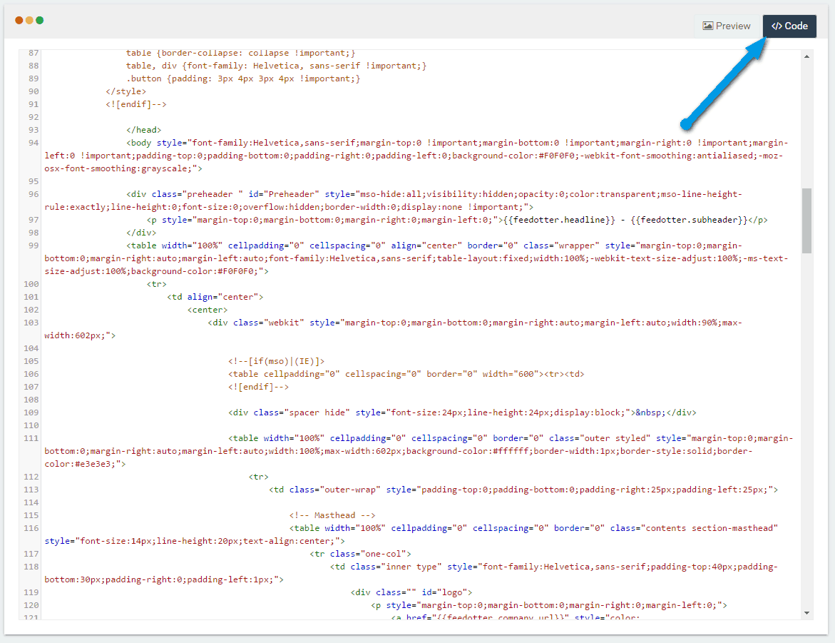 Edit the CODE tab source code