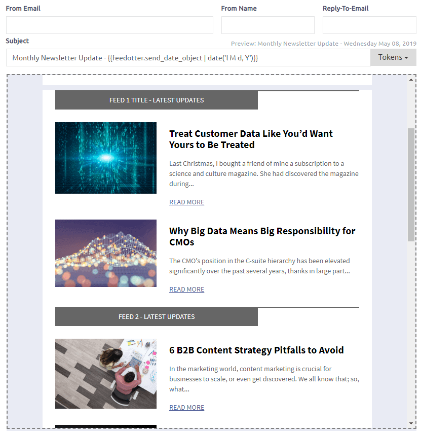 Multiple RSS Feed Email