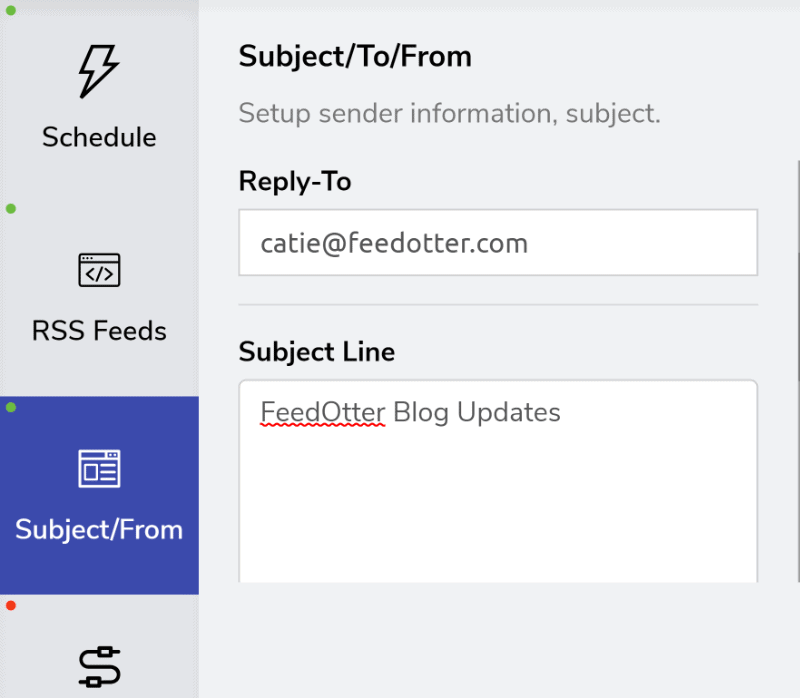 Subject Line in FeedOtter