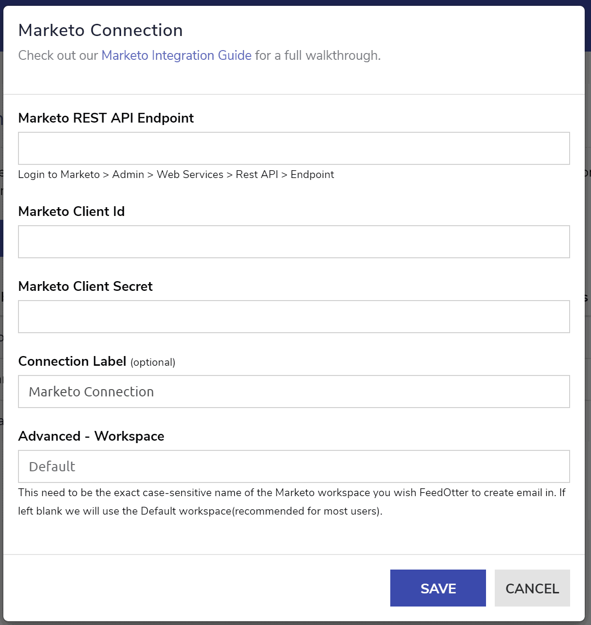 Marketo Connection setup details