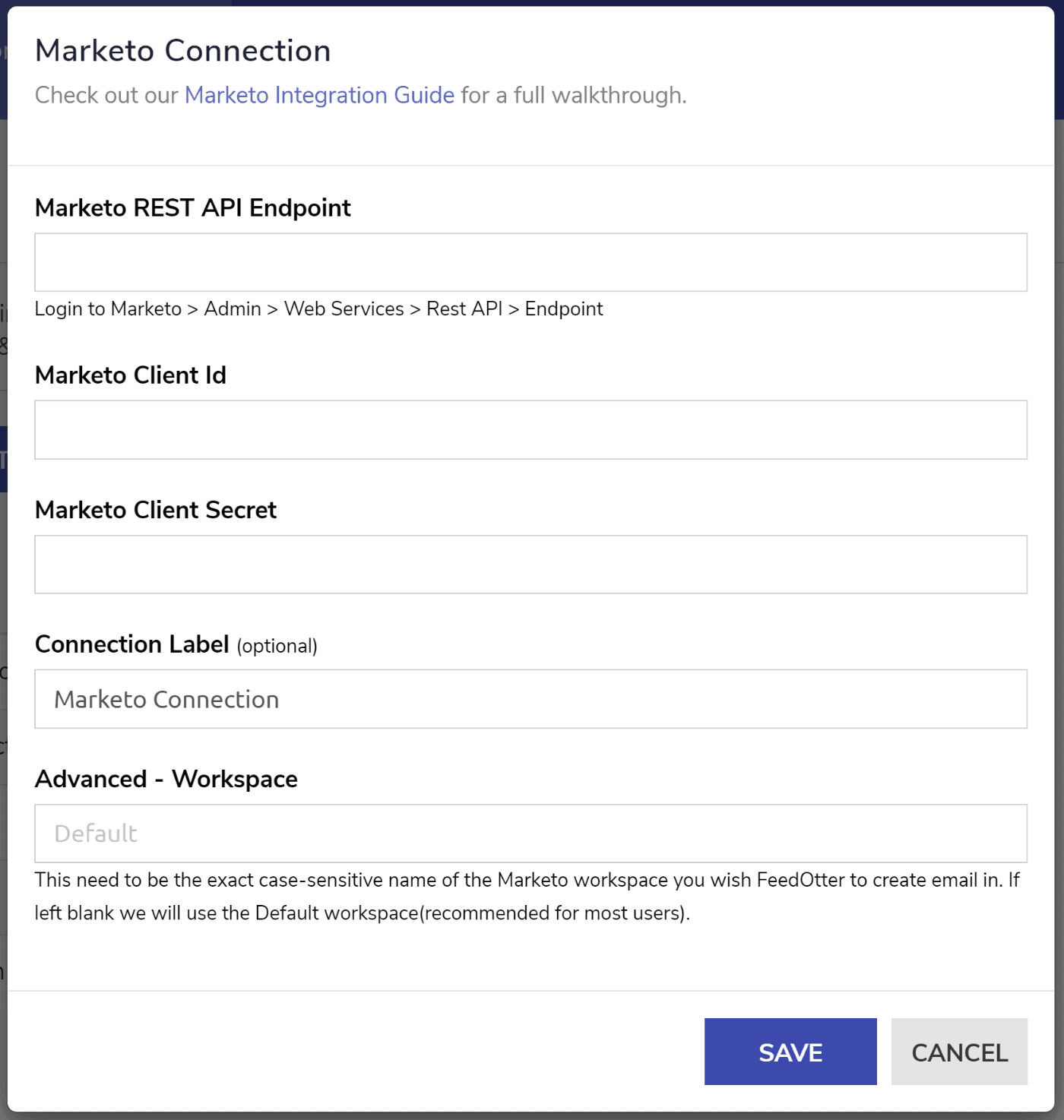 Marketo Connection setup details