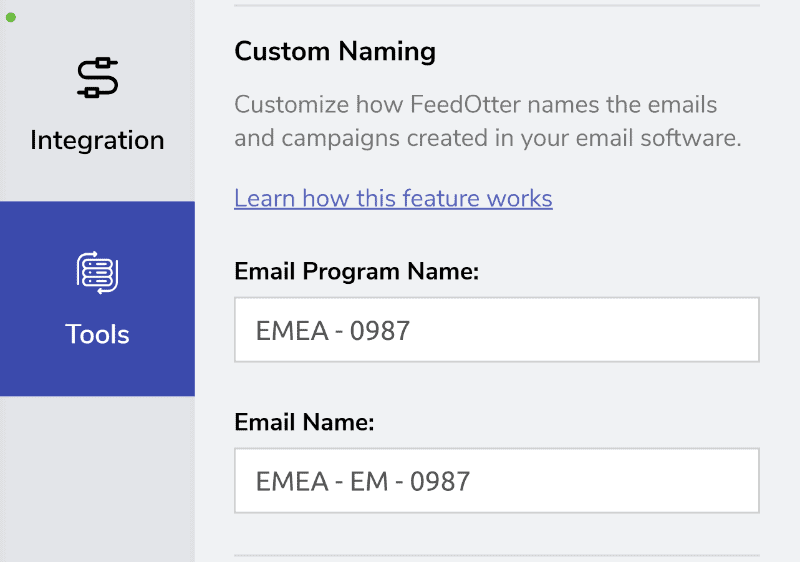 Custom Program Naming in Eloqua with FeedOtter
