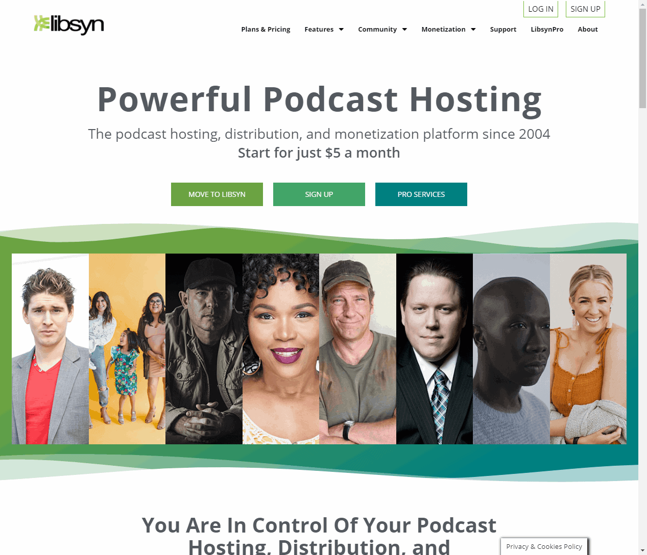 Libsyn Podcast Hosting Site Homepage