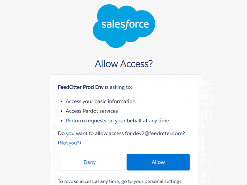 Allow Pardot to Access FeedOtter