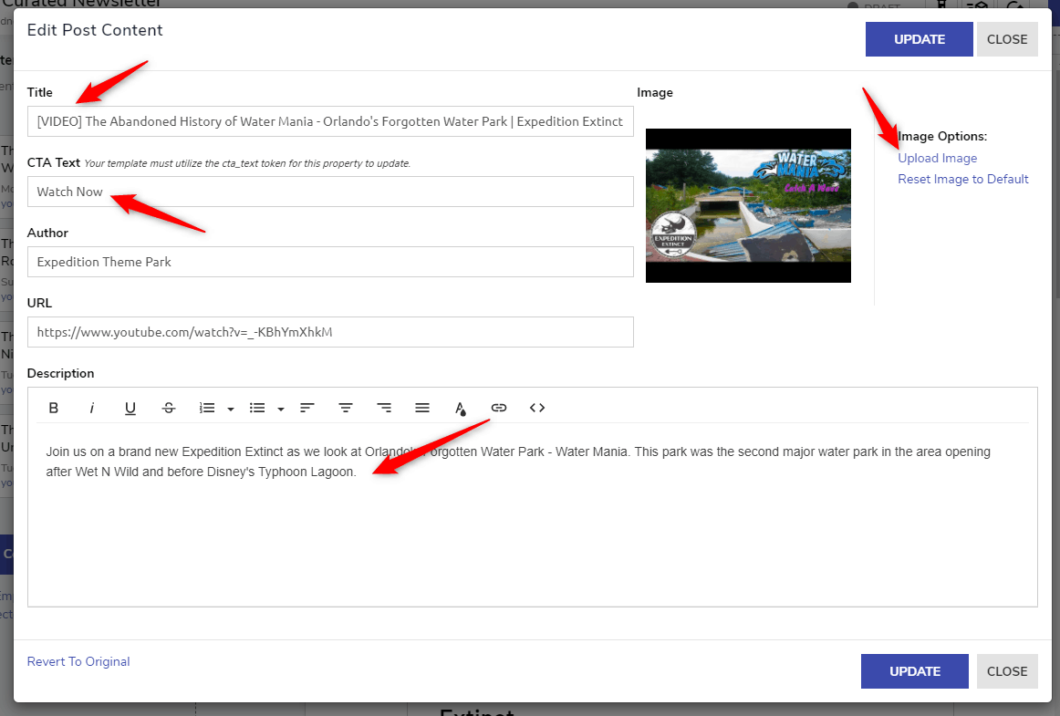 Edit the post details.