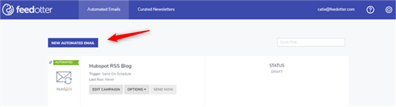Create new Hubspot RSS email