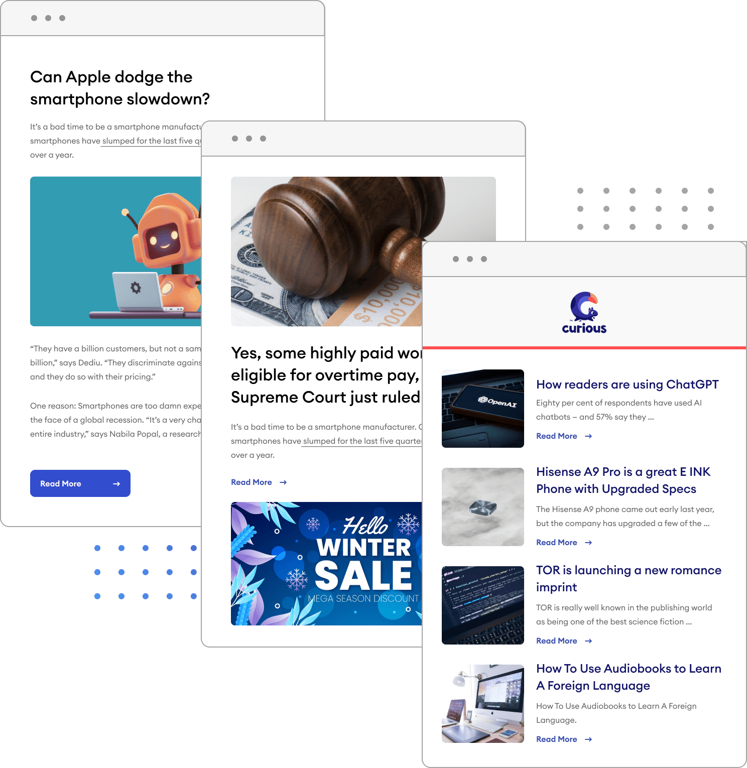 Curated content email newsletter examples from FeedOtter