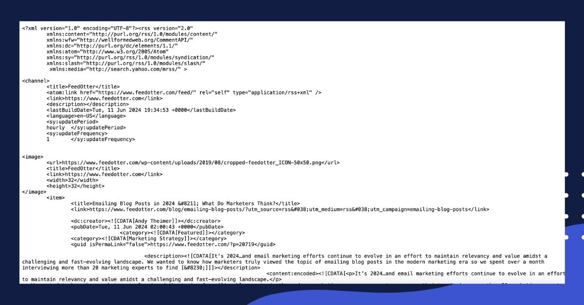 A screenshot of the FeedOtter RSS feed