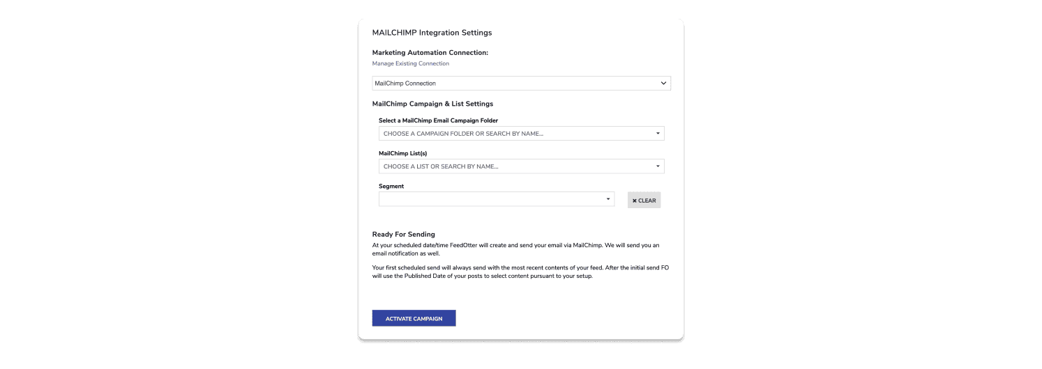 Mailchimp Integration Settings