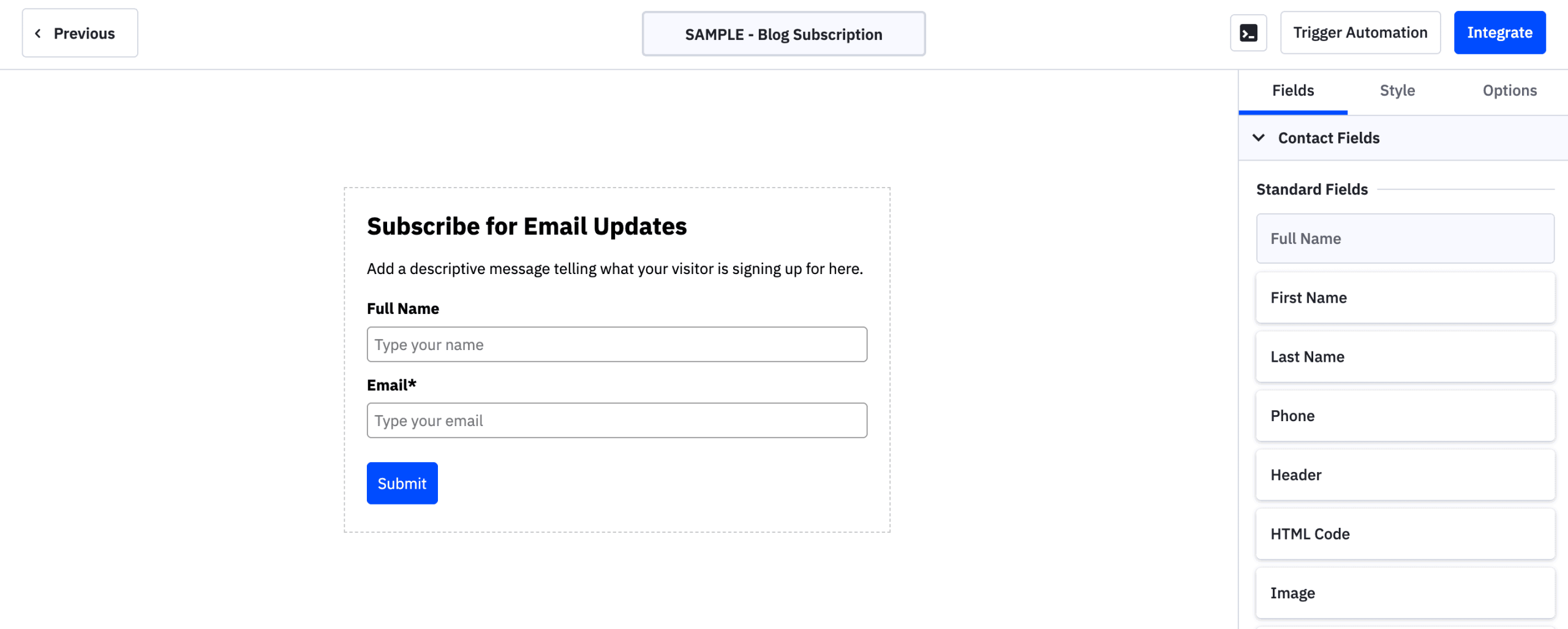 blog subscription activecampaign
