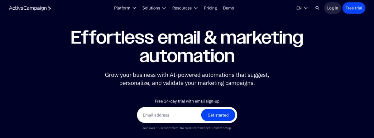 ActiveCampaign site screenshot