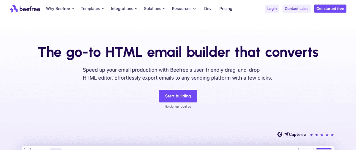 Beefree email builder