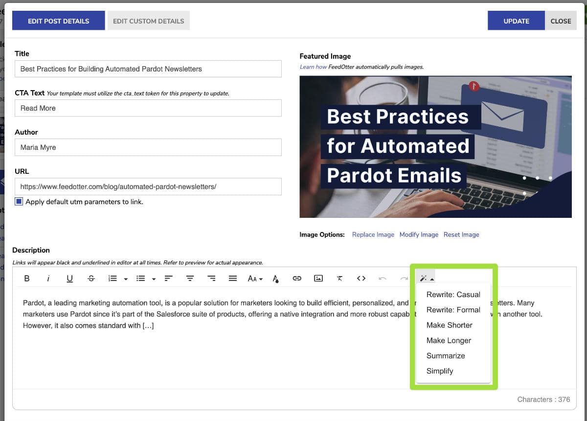 AI Rewrite Now Available in Feedotter 2 AI Rewrite Now Available in Feedotter 2