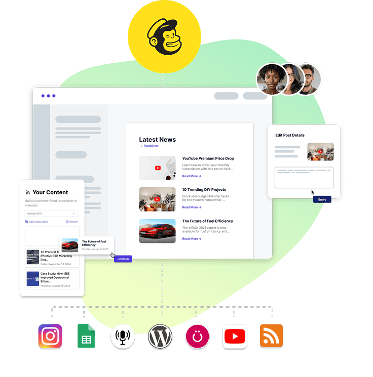 MailChimp newsletter workflow diagram.