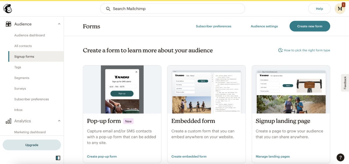 Blog subscription with mailchimp Setup 01