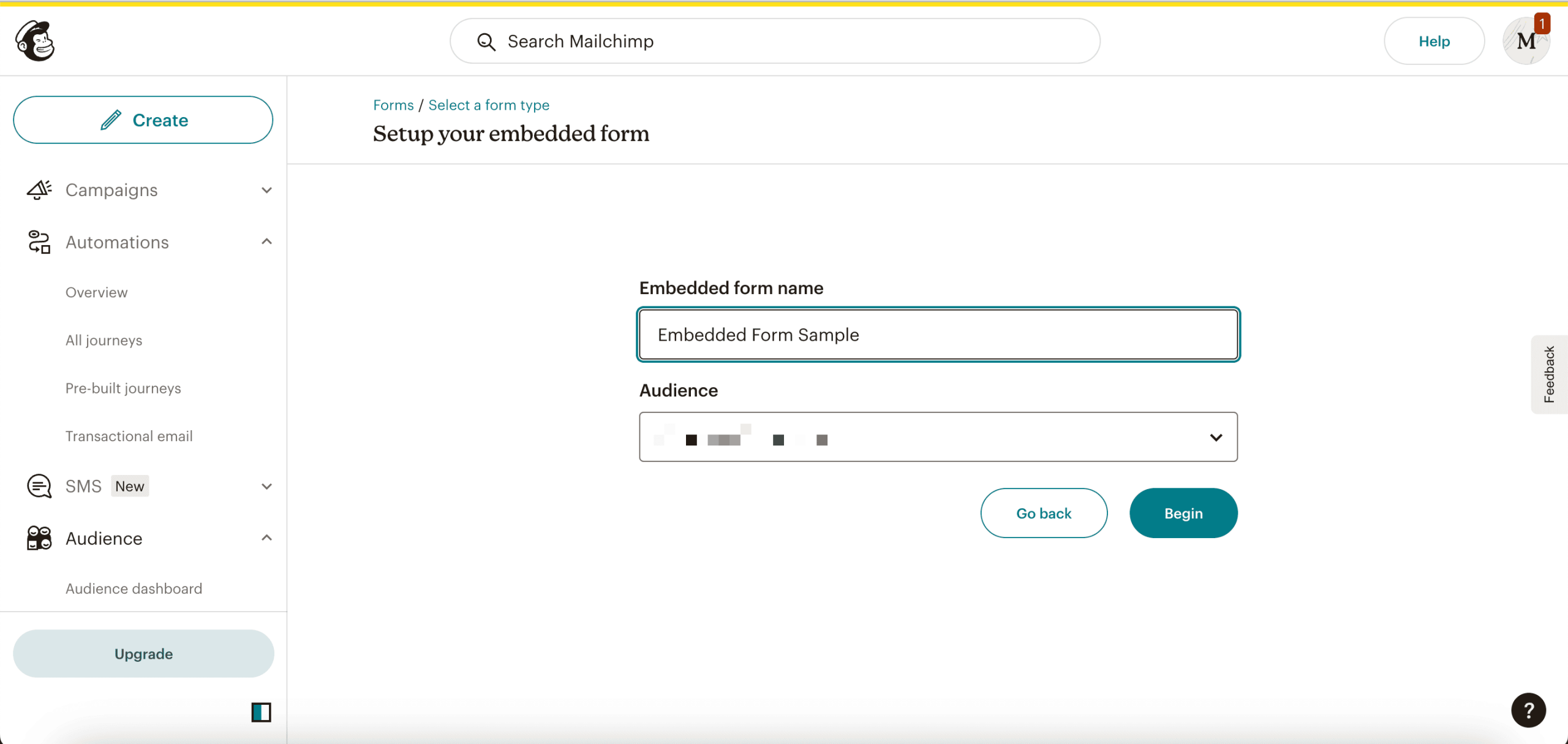 Blog subscription with mailchimp Setup 02
