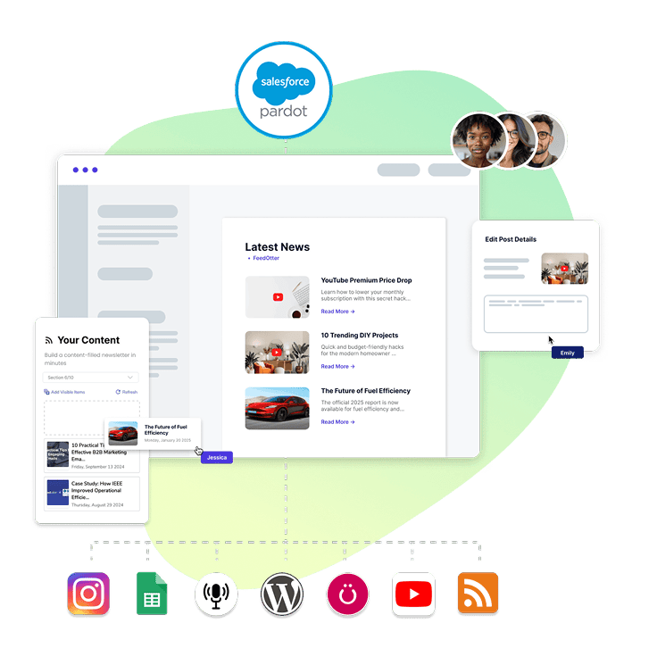 Pardot newsletter content flow diagram
