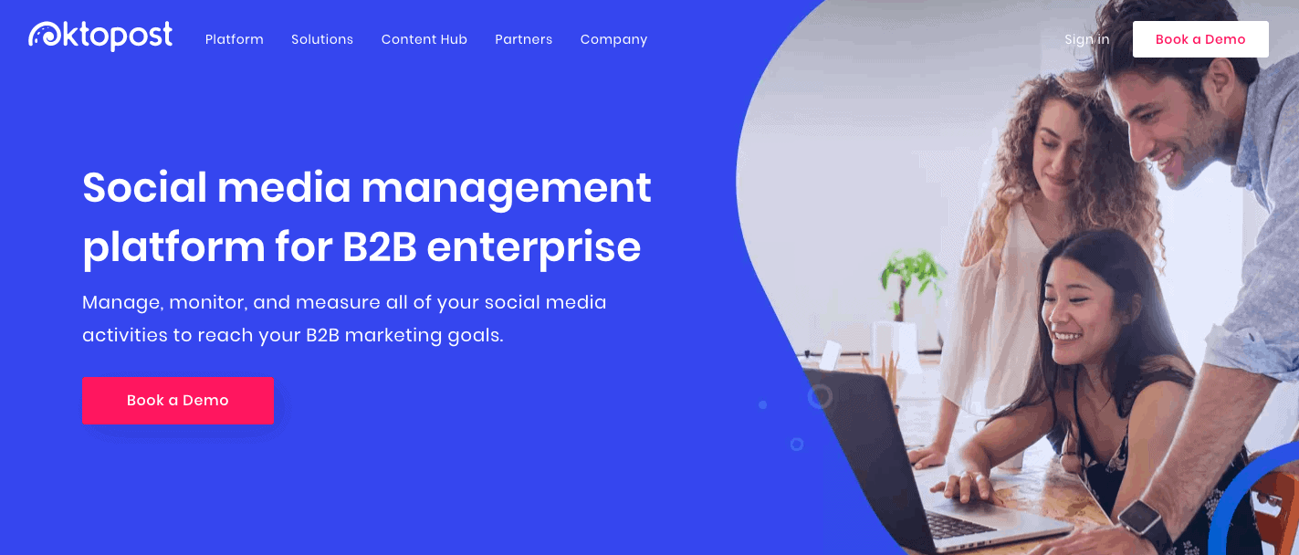 How to Create a Data-Driven Social Media Plan for Your Business 1 OktoPost Homepage Screenshot