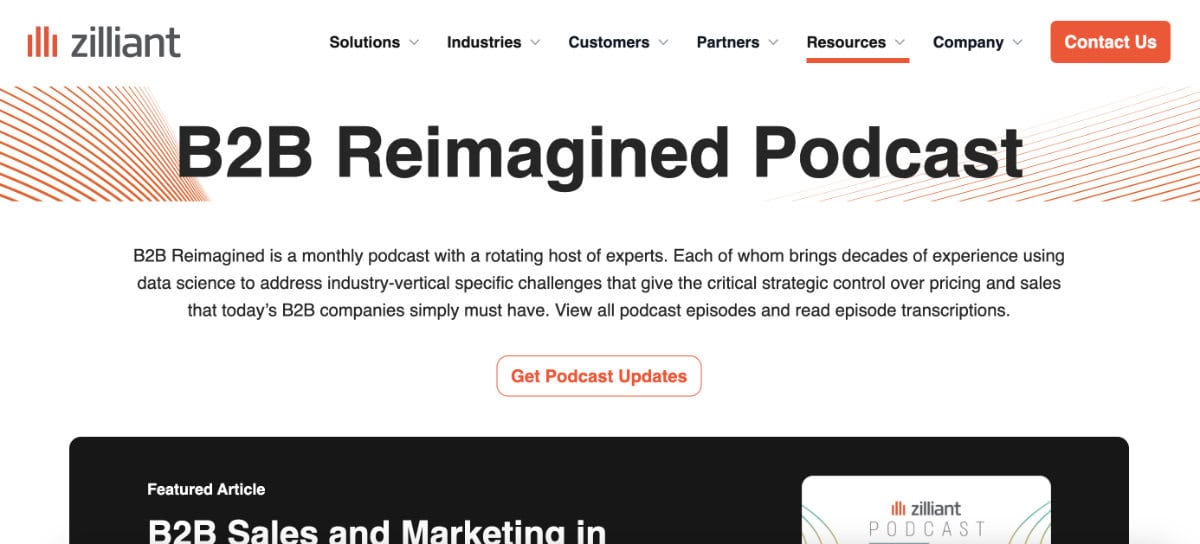 Zilliant podcast page