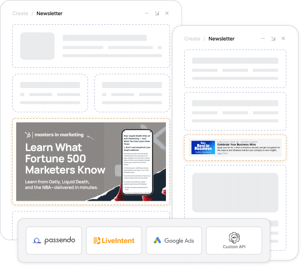 Marketo newsletters with ads and analytics