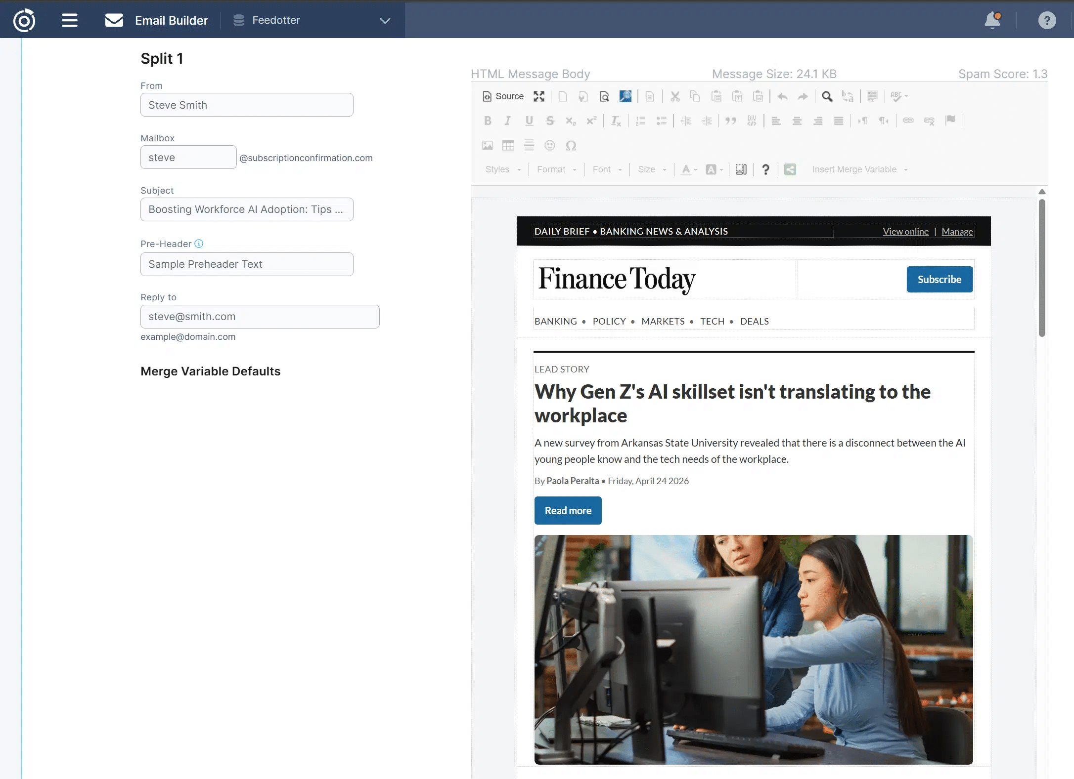 Automated newsletter content syncing